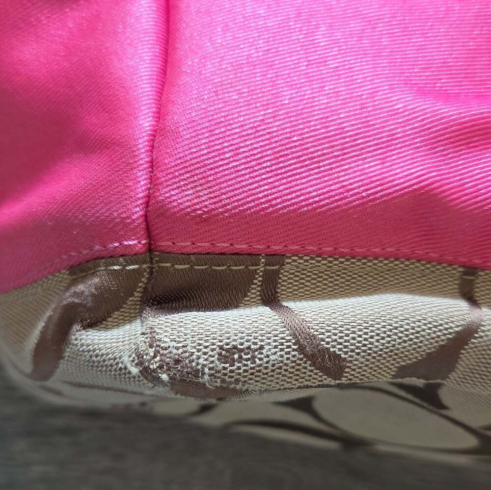2000's Coach Signature Logo Tote Bag Large Brown Pink Diaper Bag Vtg Y2K - Picture 10 of 14